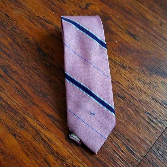 NWOT Christian Dior Mens Red Blue Striped Quiet Luxury Workcore Silk Blend Tie - Picture 1 of 4